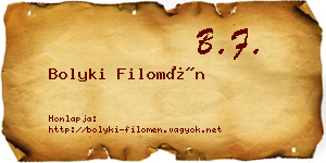 Bolyki Filomén névjegykártya